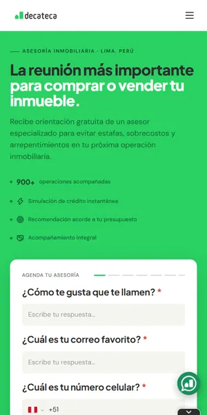 Captura de la web de Decateca en celular
