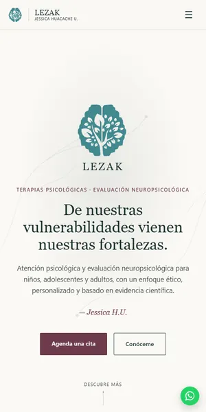 Captura de la web de LEZAK en celular