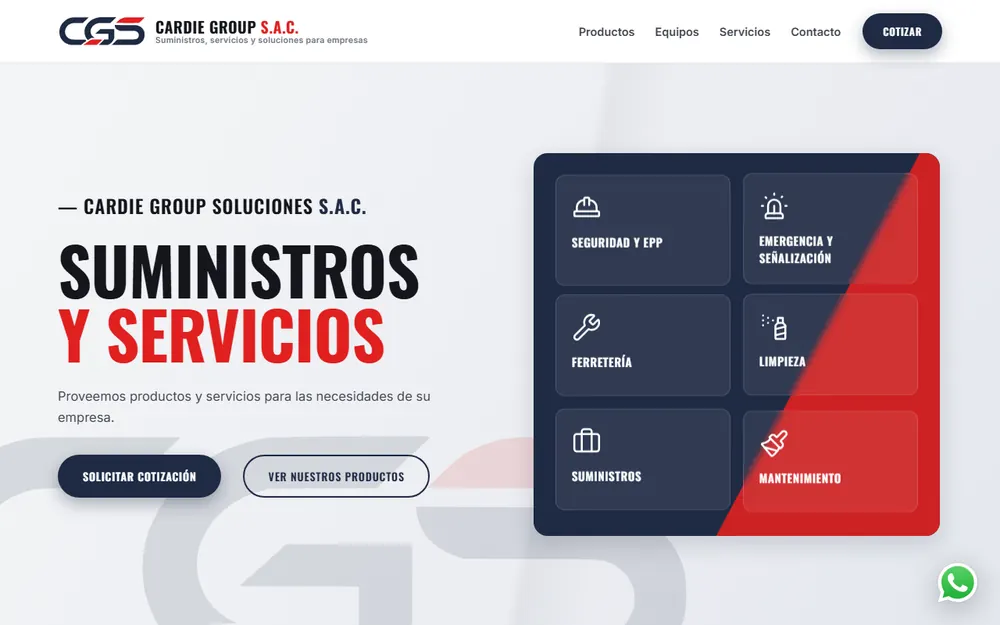 Captura de la web de CGS · Cardie Group Soluciones en computadora