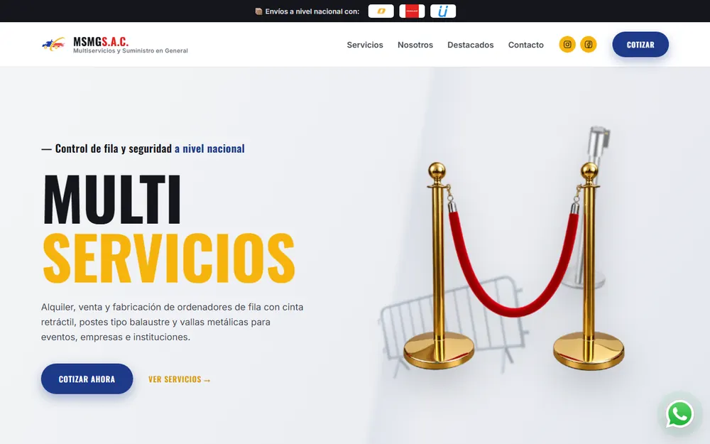 Captura de la web de MSMG S.A.C. en computadora